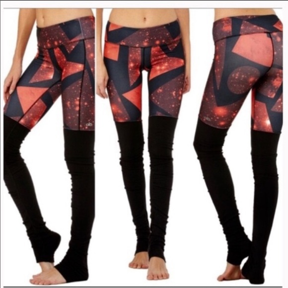ALO Goddess Red Galaxy High Waist Ribbed Leggings - Picture 1 of 11